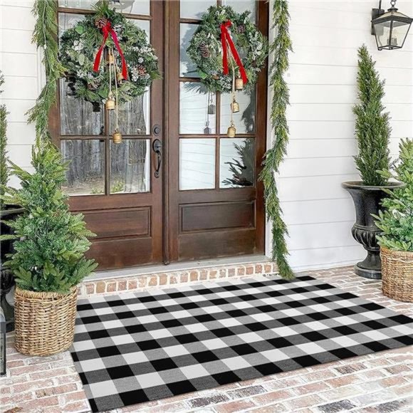Accents | Buffalo Plaid Checkered Rug 4x6 Front Door Mat Outdoorblack ...